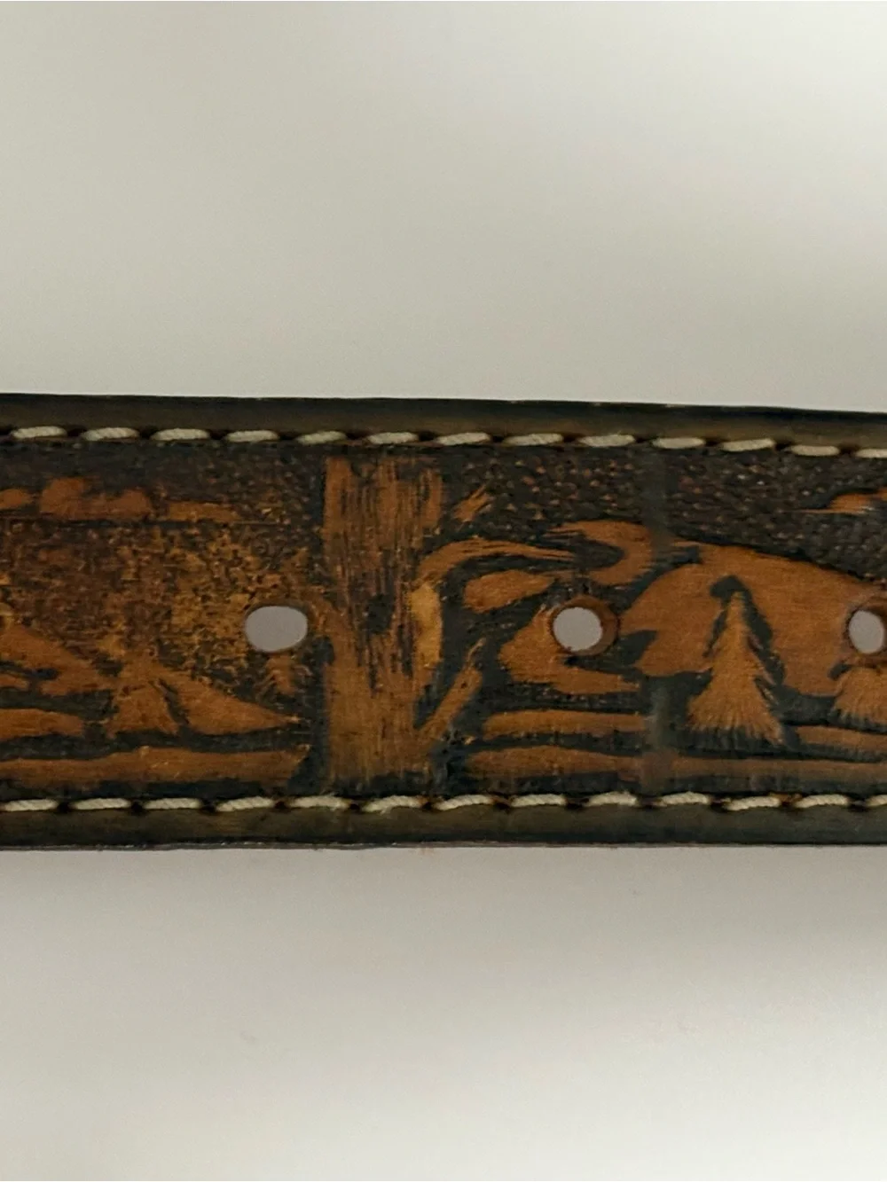 Vintage Western Full Grain Cowhide Belt in Rich Brown